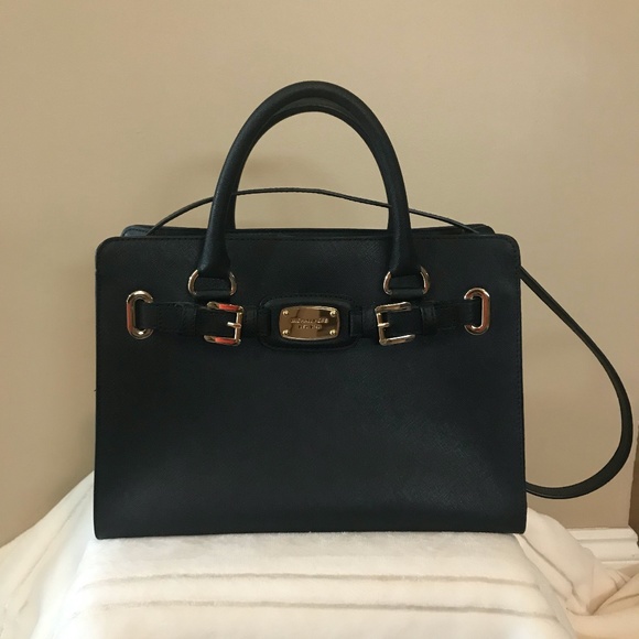 NWOT Michael Kors Black Hamilton Satchel Handbag - Picture 1 of 12